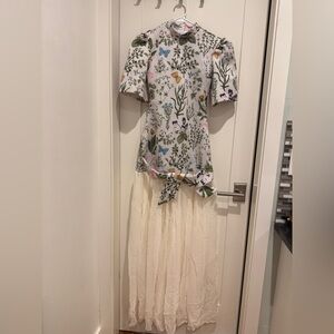 Women’s Ashley Stambouli White Floral Dress (Blaze Sheer Dress) in Medium BNWT